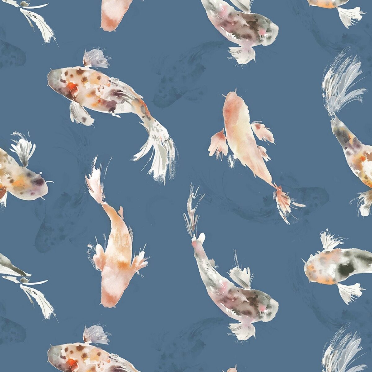 Koi Carp Fabric - Cobalt by Koi Carp Fabric - Cobalt from