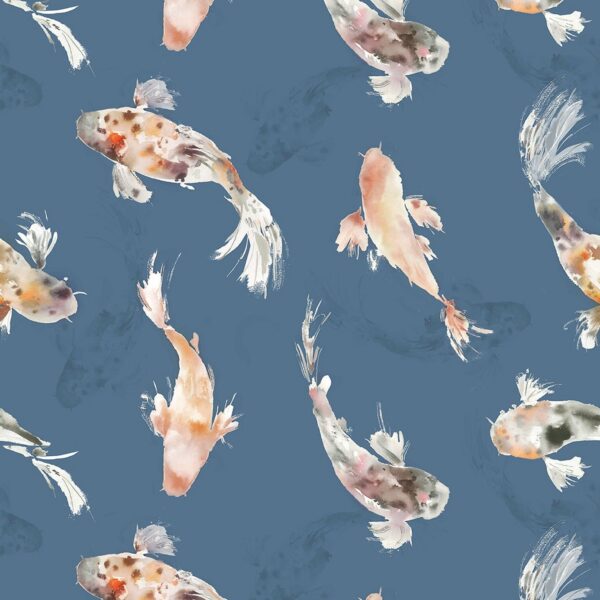 Koi Carp Fabric - Cobalt by Koi Carp Fabric - Cobalt from