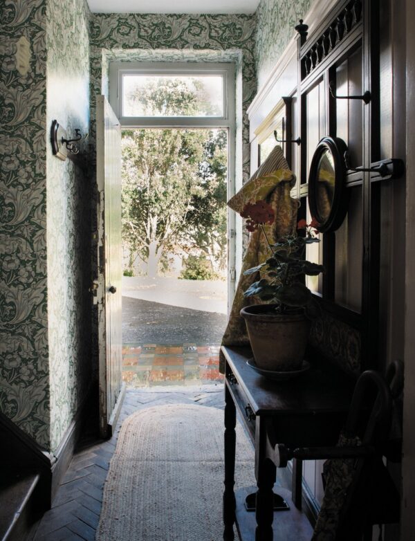 Bachelors Button Wallpaper - Leaf Green / Sky from
