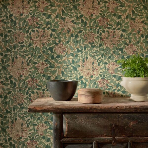Honeysuckle Wallpaper - Cream / Chocolate from