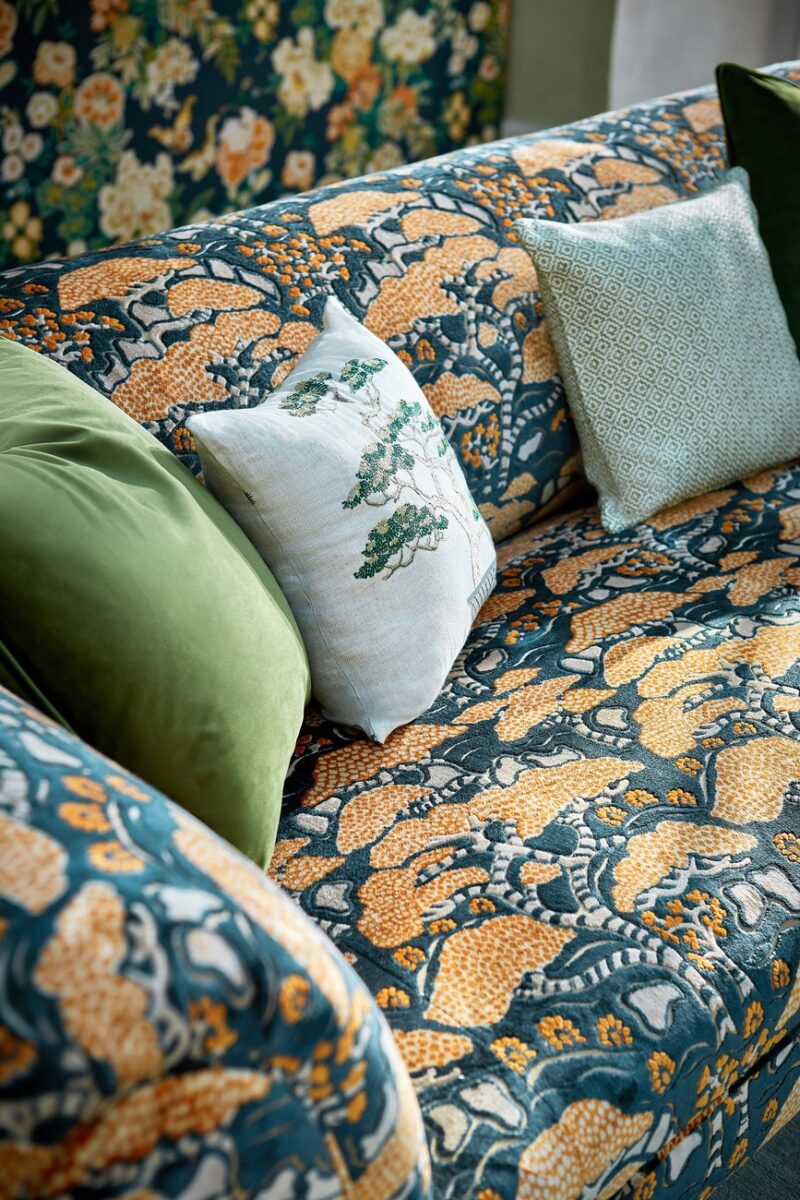 Bonsai and Gingko Fabric - Ruby from