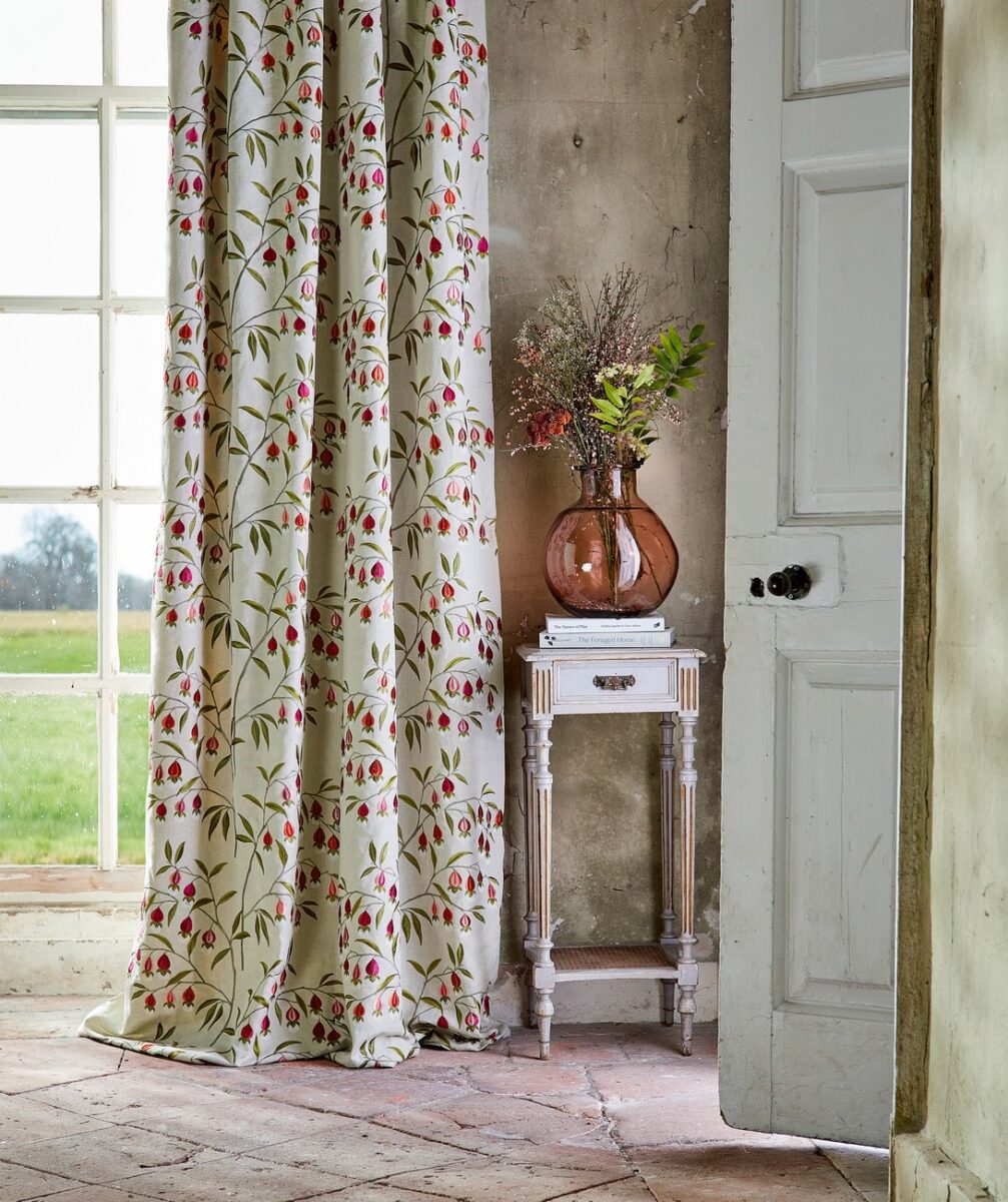 Chinese Lantern Fabric - Mint & Apricot by Chinese Lantern Fabric - Mint & Apricot from