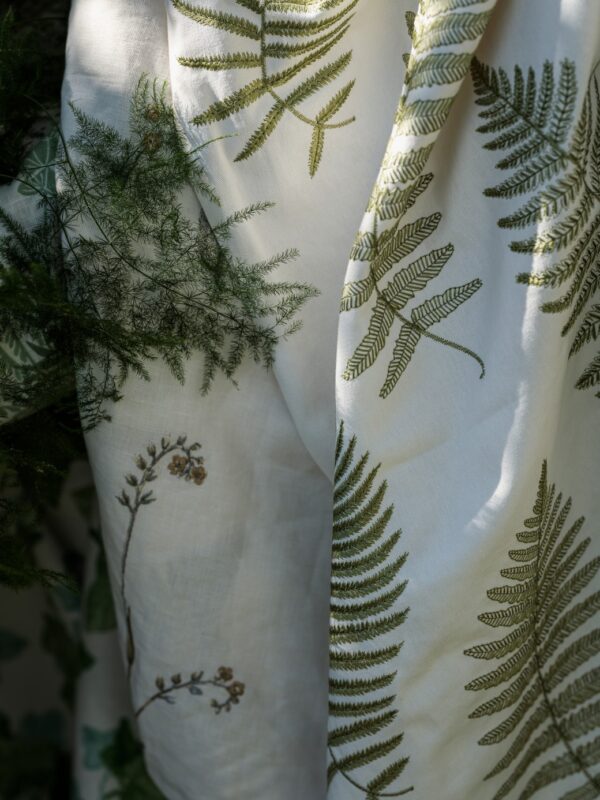 Fern Embroidery Fabric - Moss from