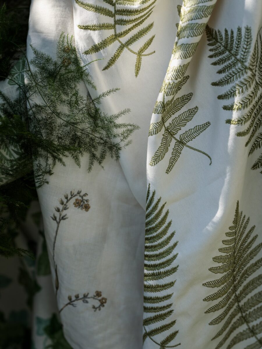 Fern Embroidery Fabric - Mist from