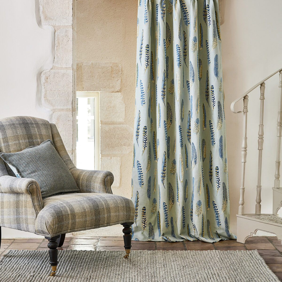 Lismore Fabric - Teal / Russet by Lismore Fabric - Teal / Russet from