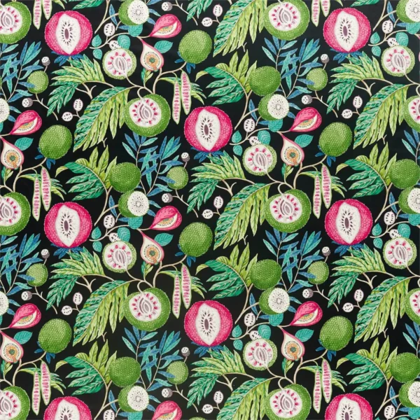 Jackfruit Fabric - Tropical / Ink by green botanical cotton fabric from Sanderson