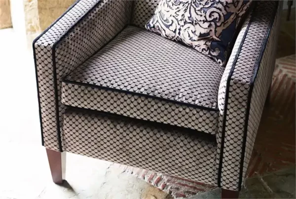 Tespi Spot Fabric - Carbon / Old Gold from