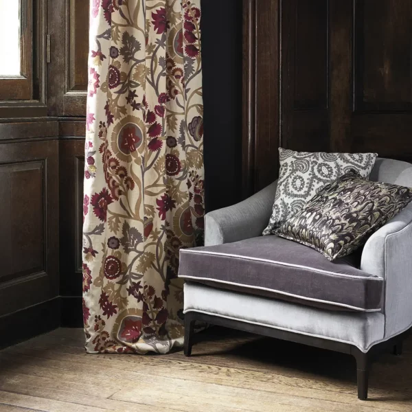 Hardwick Crewel Fabric - Sunstone / Indigo by Hardwick Crewel Fabric - Sunstone / Indigo from
