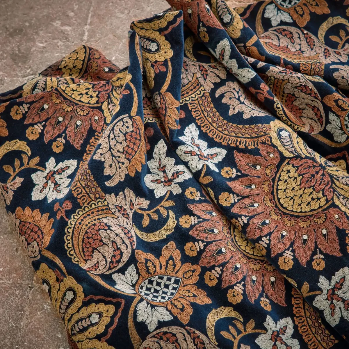 Pomegranate Velvet Fabric - Wedgwood Blue / Silver by Pomegranate Velvet Fabric - Wedgwood Blue / Silver from