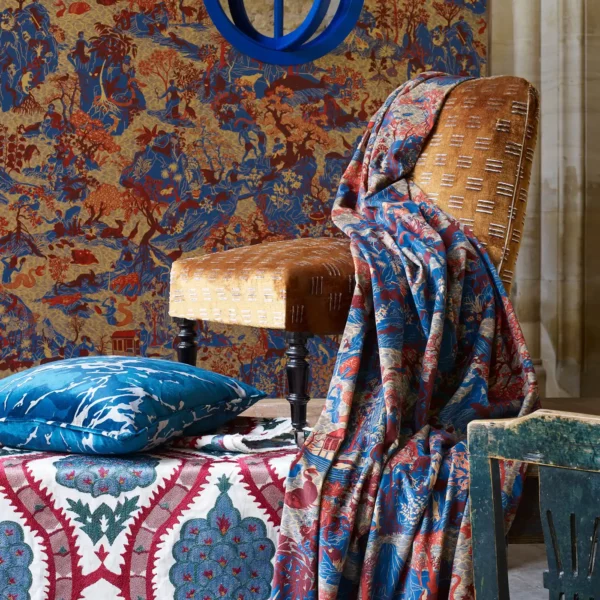 Anar Trellis Fabric - Serpertine / Crimson by Anar Trellis Fabric - Serpertine / Crimson from