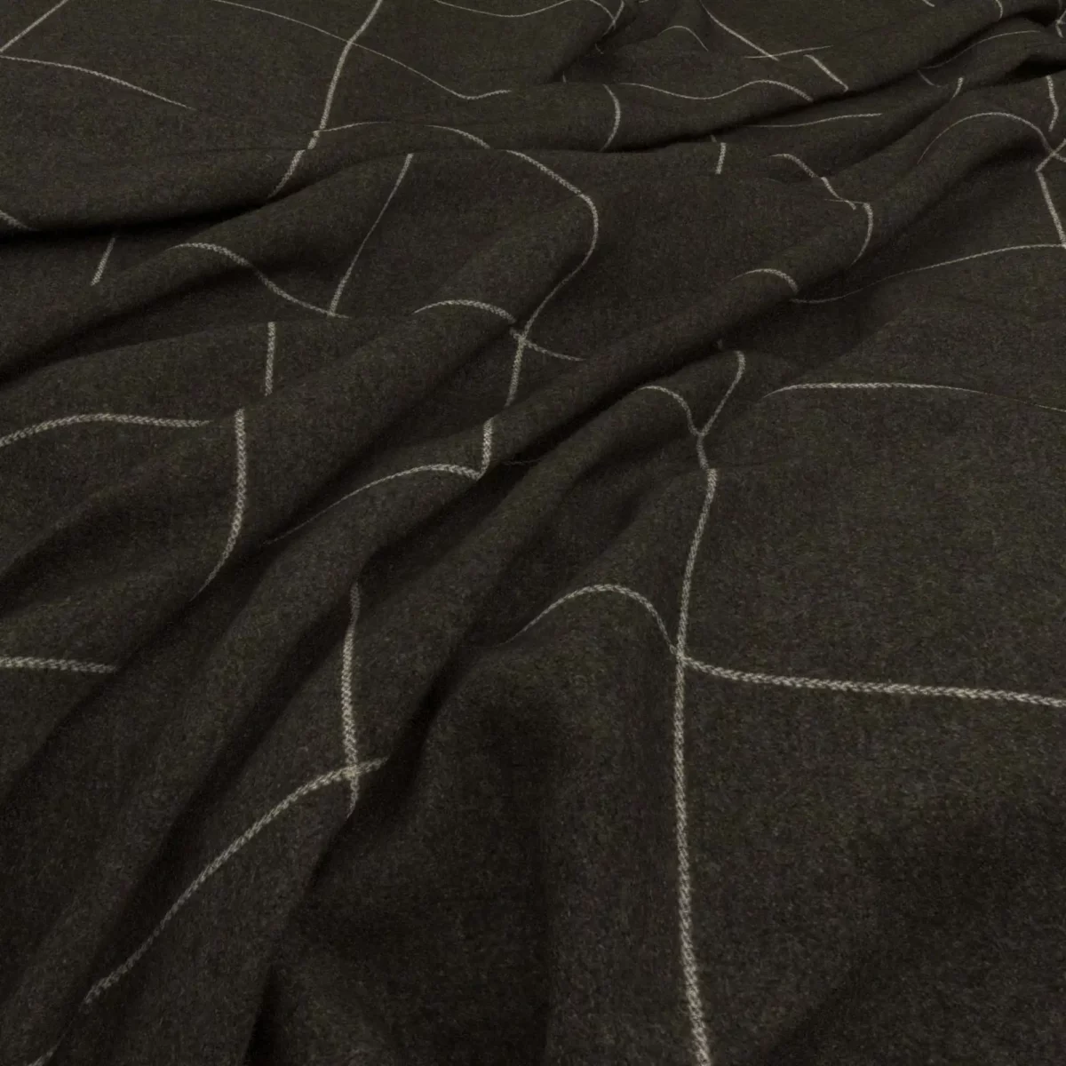 Alderney Fabric - Charcoal by black-grey checked woolen fabric from Warwick