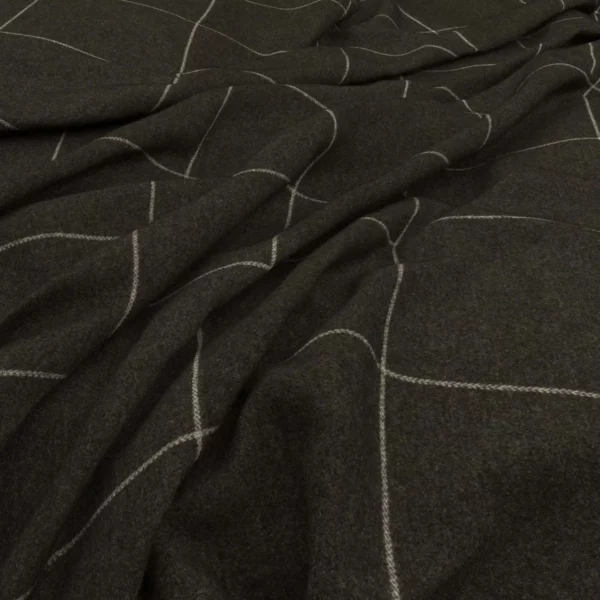 Alderney Fabric - Charcoal by black-grey checked woolen fabric from Warwick