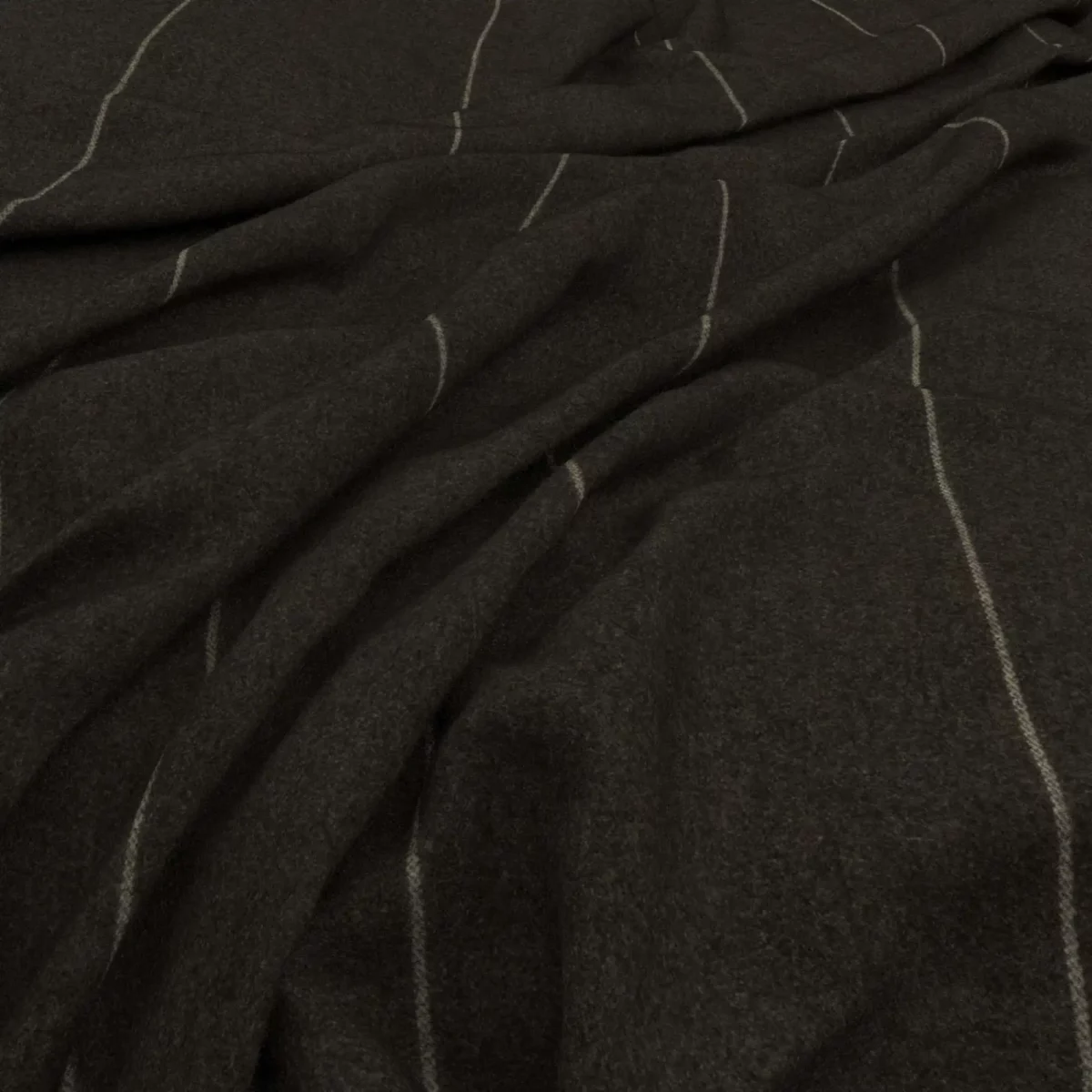 Savile Fabric - Charcoal by black-grey striped woolen fabric from Warwick