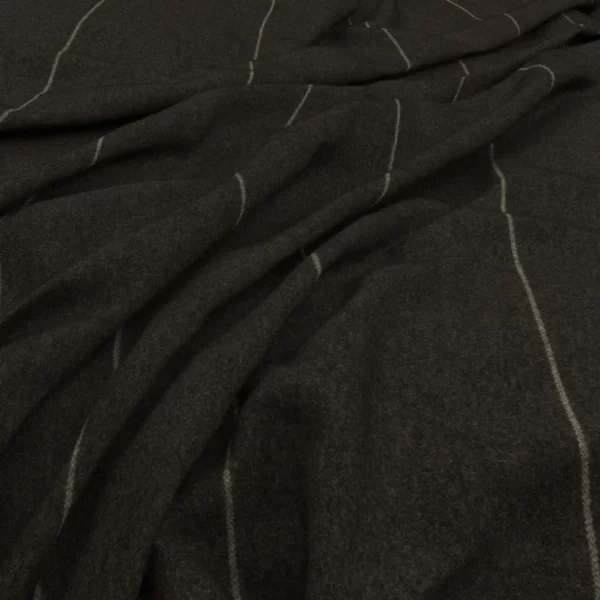 Savile Fabric - Charcoal by black-grey striped woolen fabric from Warwick