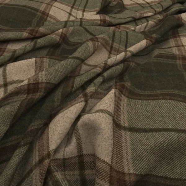 Bainbridge Fabric - Olive by blue checked woolen fabric from Warwick