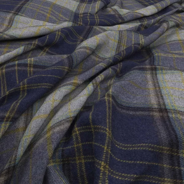 Bainbridge Fabric - Indigo by blue checked woolen fabric from Warwick