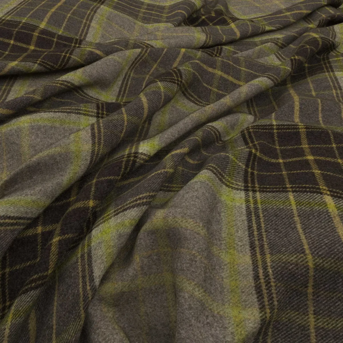 Bainbridge Fabric - Lime by black-grey checked woolen fabric from Warwick
