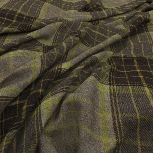 Bainbridge Fabric - Lime by black-grey checked woolen fabric from Warwick