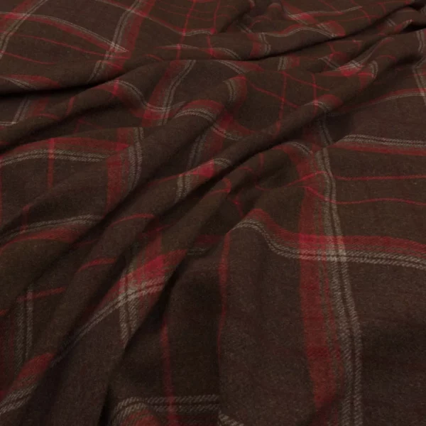 Bainbridge Fabric - Madder by brown checked woolen fabric from Warwick