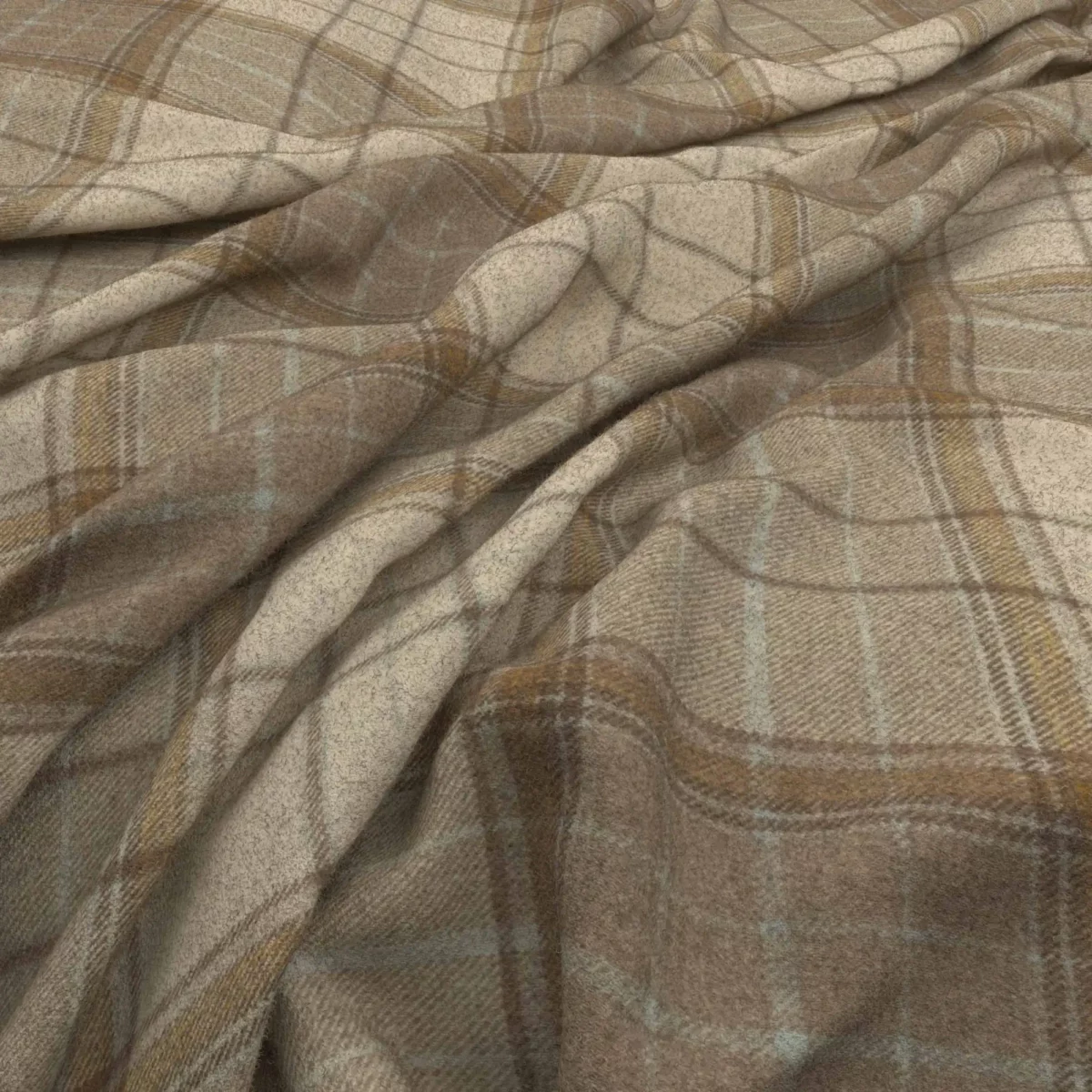 Bainbridge Fabric - Natural by neutral checked woolen fabric from Warwick