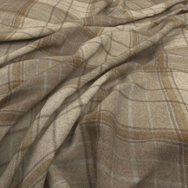 Bainbridge Fabric - Natural by neutral checked woolen fabric from Warwick