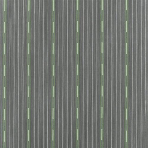 Moki Stripe Fabric - Slate by black-grey striped embroideried fabric from William Yeoward