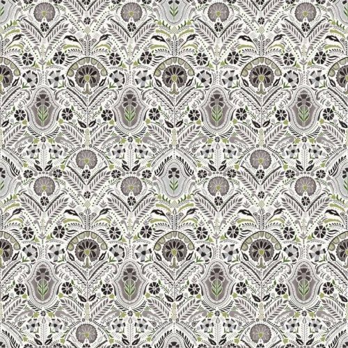 Lustleigh Fabric - Sage by green botanical printed fabric from William Yeoward
