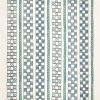 blue geometric embroideried fabric from William Yeoward