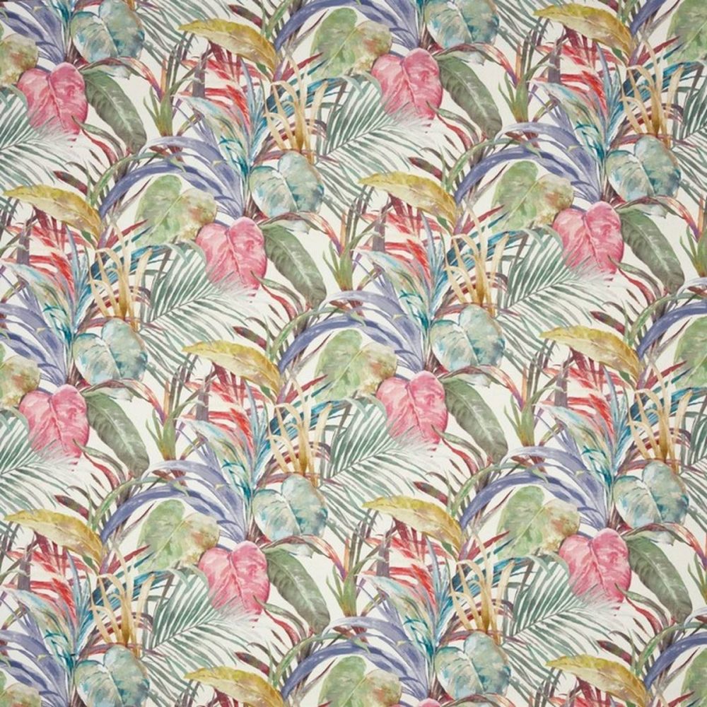 Los Angeles Fabric - Rainbow by multicolour botanical cotton fabric from Prestigious Textiles