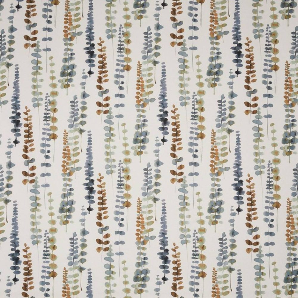 Santa Maria Fabric - Indigo by blue botanical cotton fabric from Prestigious Textiles