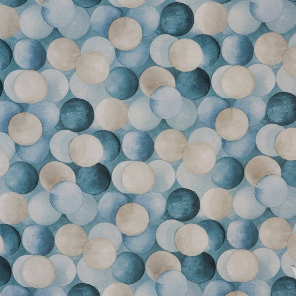 Pendulum Fabric - Indigo by blue spotted printed fabric from Prestigious Textiles