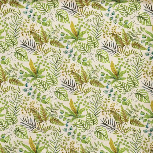 Paloma Fabric - Palm by green botanical cotton fabric from Prestigious Textiles