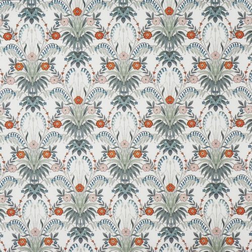 Cotswold Fabric - Apricot by green botanical printed fabric from Prestigious Textiles