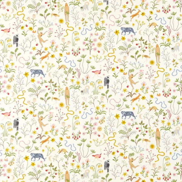 Garden of Eden Fabric - Popsicle by multicolour botanical printed fabric from Scion