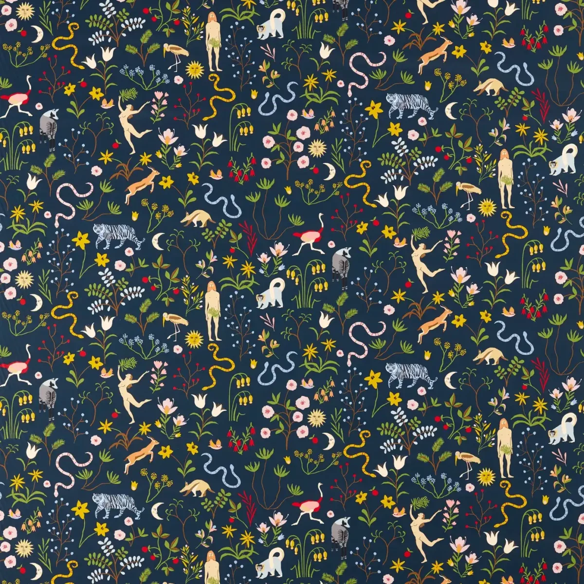 blue botanical printed fabric from Scion