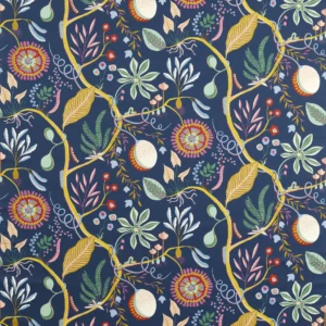blue botanical printed fabric from Scion