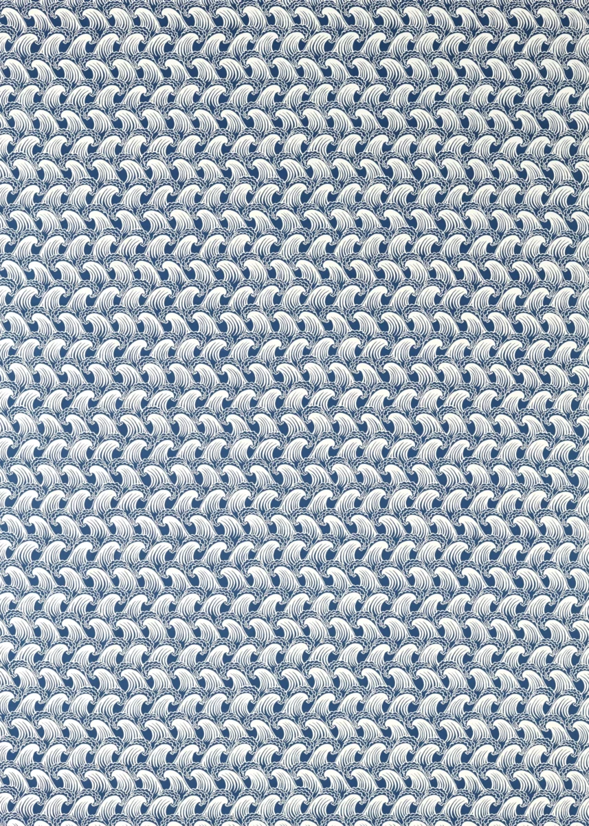 Ride The Wave Fabric - Denim by blue contemporary printed fabric from Scion