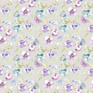 purple botanical cotton fabric from Voyage Maison