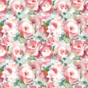 pink botanical cotton fabric from Voyage Maison