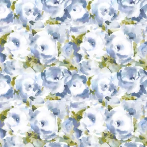 blue botanical cotton fabric from Voyage Maison