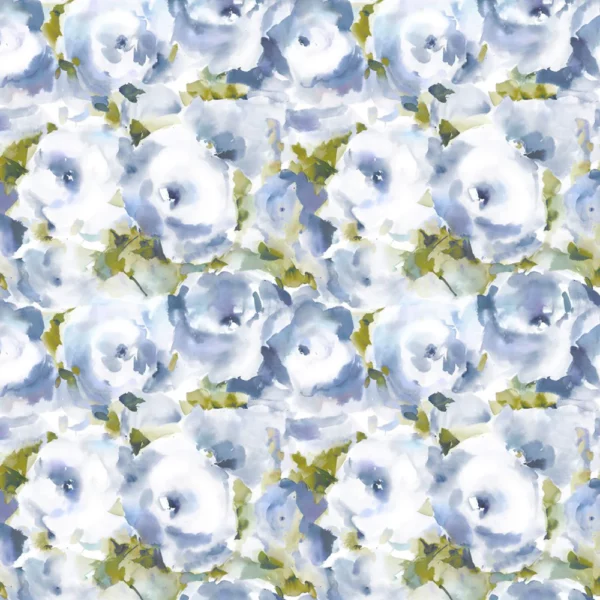 Rosa Fabric - Bluebell by blue botanical cotton fabric from Voyage Maison