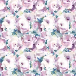 purple botanical cotton fabric from Voyage Maison