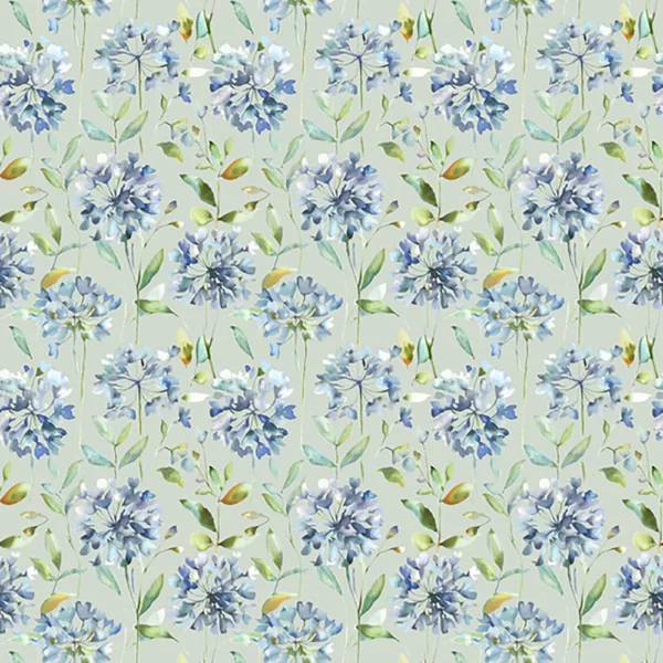 Clovelly Fabric - Bluebell by green botanical cotton fabric from Voyage Maison