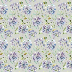 purple botanical cotton fabric from Voyage Maison