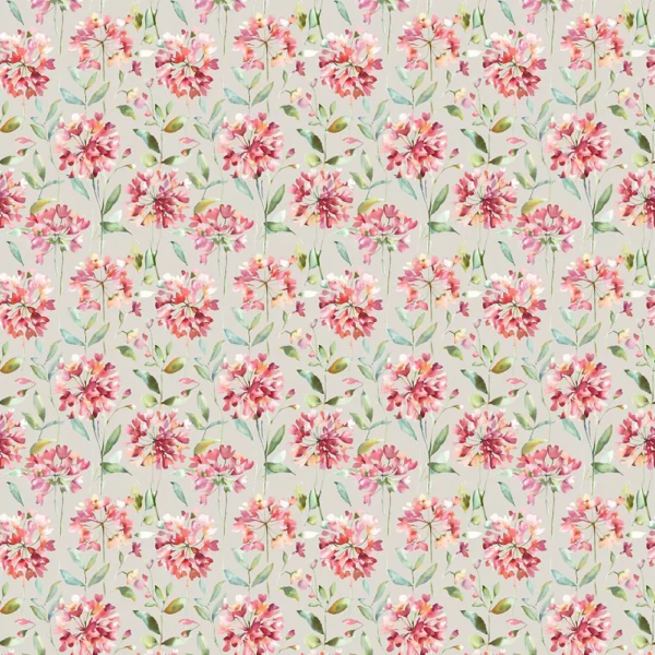 Clovelly Fabric - Russet by red botanical cotton fabric from Voyage Maison