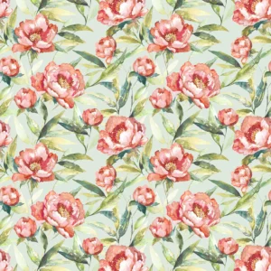 red botanical cotton fabric from Voyage Maison