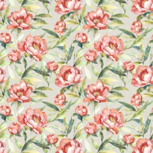 red botanical cotton fabric from Voyage Maison