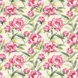 pink botanical cotton fabric from Voyage Maison