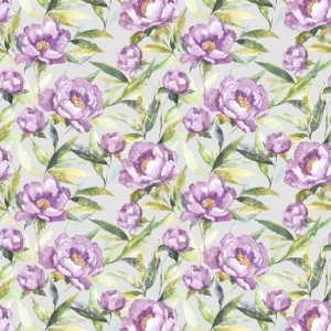 purple botanical cotton fabric from Voyage Maison
