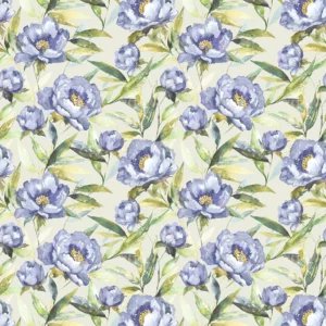 blue botanical cotton fabric from Voyage Maison